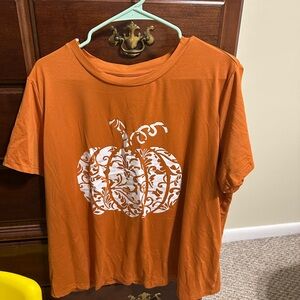 SHEIN Orange Pumpkin Tee - Short Sleeve